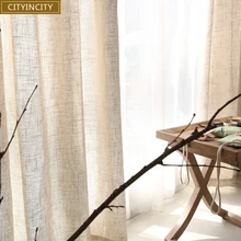 CITYINCITY Tulle Curtains for Living Room Modern solid Japan Faux Linen Window curtain For Bedroom Rideaux Customized ready made