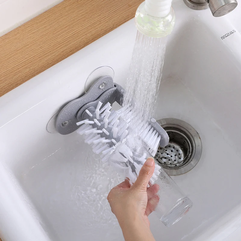 Suction Wall Lazy Cup Brush Glass Cleaning Brush Kitchen Rotating