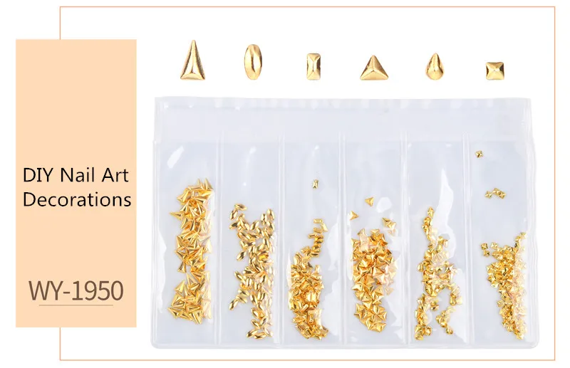 1 упаковка смешанный дизайн ногтей металлическая рамка 3D полые золотые серебряные амулеты принадлежности для ногтей Маникюрные аксессуары для ногтей для украшения ногтей - Цвет: WY1950