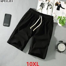 Большие размеры 7XL 8XL 9XL 10XL летние шорты мужские льняные хлопковые повседневные домашние шорты винтажные свободные хаки шорты черная эластичная талия