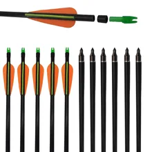 7pcs archey 30 inches Fiberglass Arrow Replaceable browhead and Plastic Feather for Long Bow Hunting and Shooting