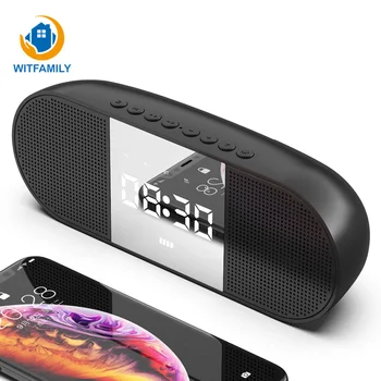 

LED FM Radio alarm clock Wireless Bluetooth Speaker Electronic clock Subwoofer Music Player of Brightness adjustable Desktop