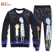 Alisister Moletom Толстовка+ длинные штаны для мужчин и женщин комплект из 2 предметов Забавный 3d Спортивный костюм Толстовка джоггеры хип хоп черный парный костюм