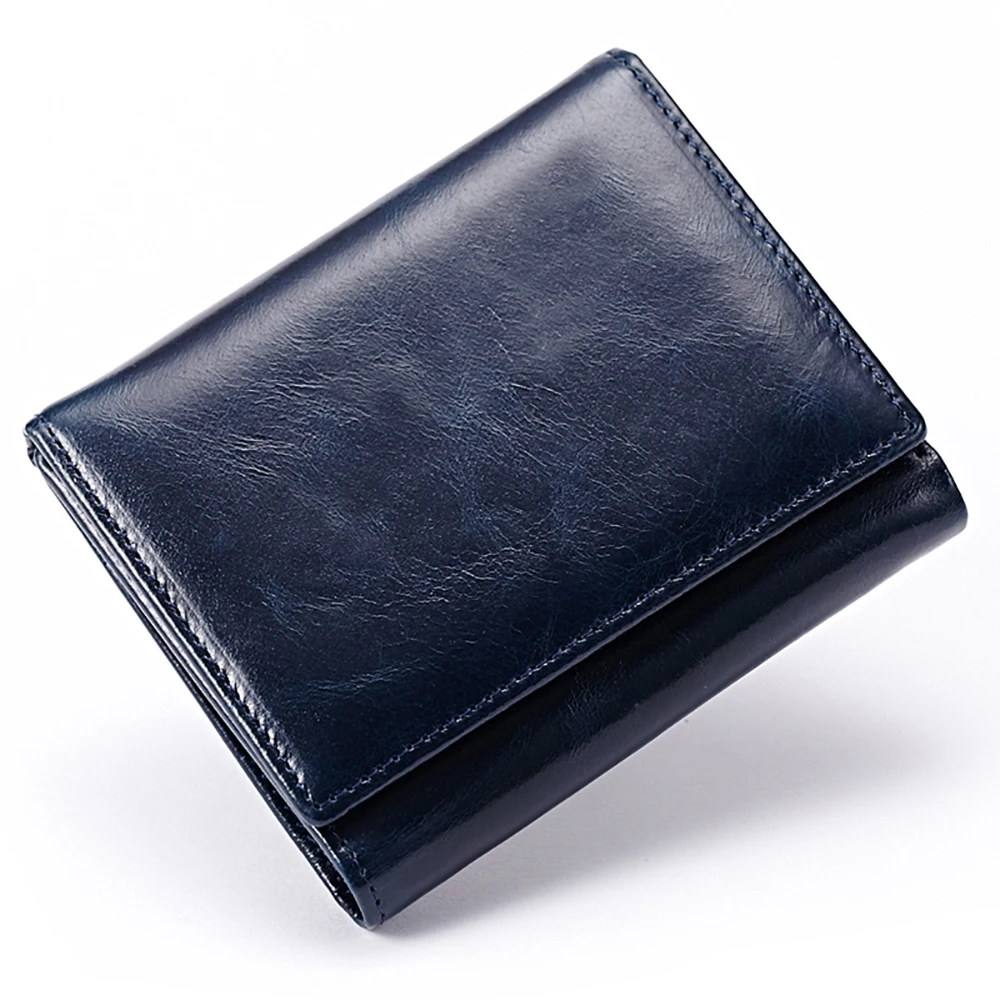 

5pcs/lot New Oil Wax Leather Women/Men Purse Short Vintage Women Wallets Genuine Leather Designer Brand Unisex Card Holder Purse