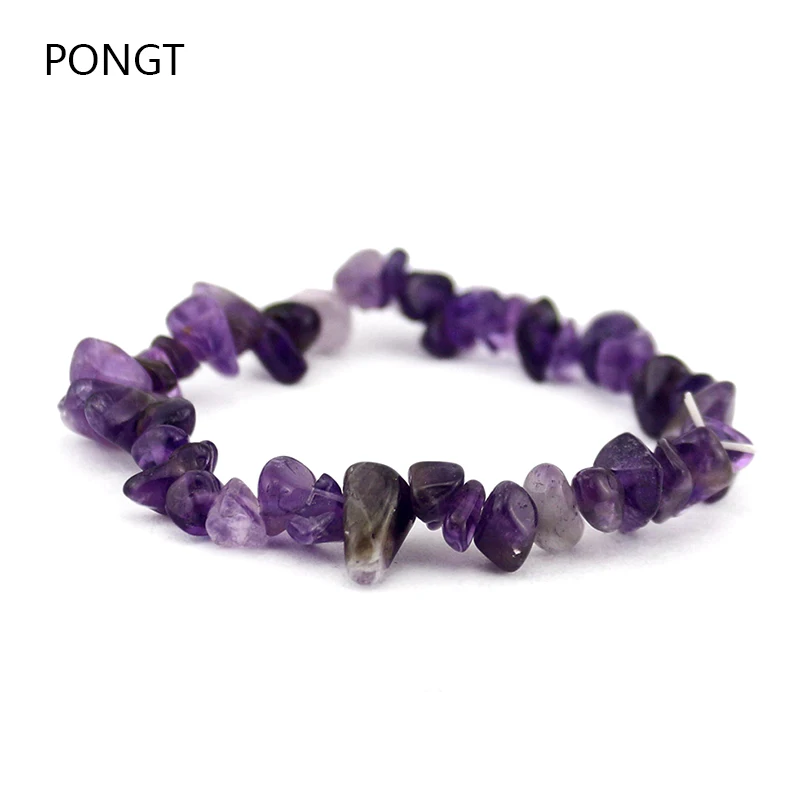 

Gravel Crystal Natural Stone Bracelets women crystal chakra bracelets & bangles Purple stone Pink stone Chip stretch bracelet