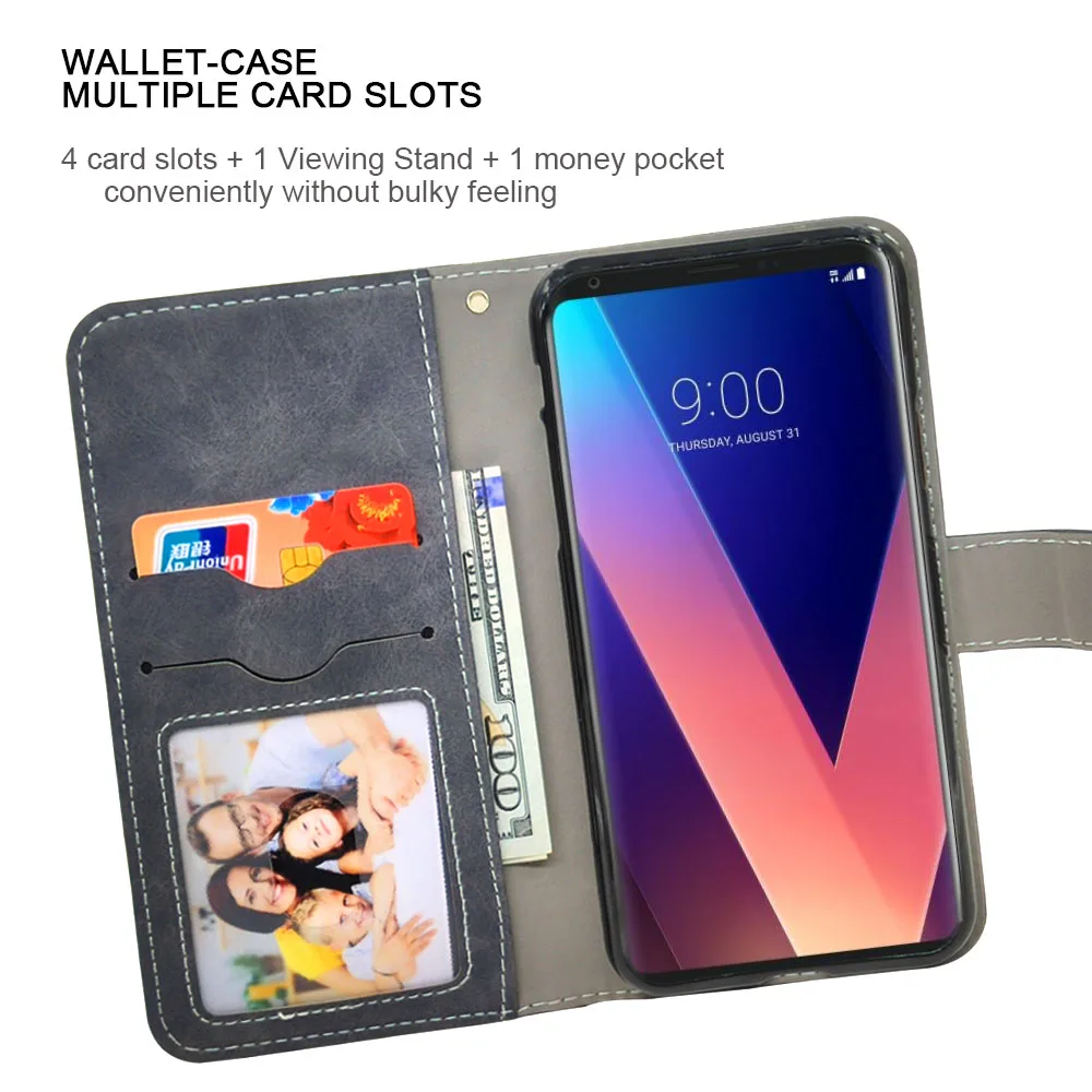 Luxury Wallet Case For LG V40 V30 V20 V10 V50 ThinQ Q7 Q8 Q6 Case Vintage Flip Leather TPU Silicone Cover Business Card Slots