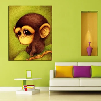 

Modern Abstract Art Lovely Monkey Oil Painting Abstract Handpainted Wall Art on Canvas Wall Stickers Animal Pictures Home Decor
