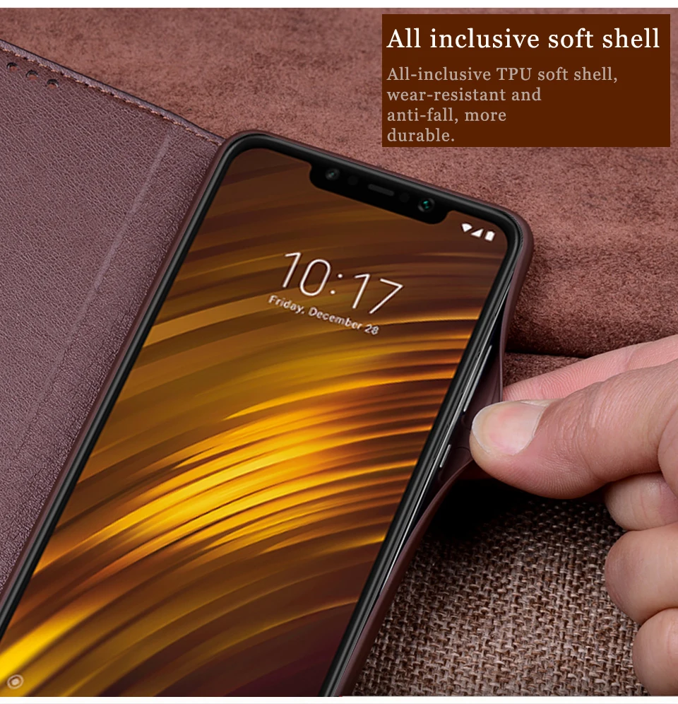 Чехол-книжка RYKKZ из натуральной кожи для Xiaomi POCOPHONE F1, Магнитный чехол для Xiaomi POCO F1, чехол s, кожаный чехол для телефона, Fundas