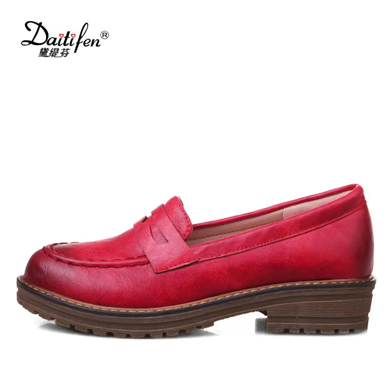 

Daitifen 2018 Casual Italy Zapatos Vintage Round Toe Ladies Footwear Mixed Colors Sewing Women's Oxfords Shoes Big Size 32-43