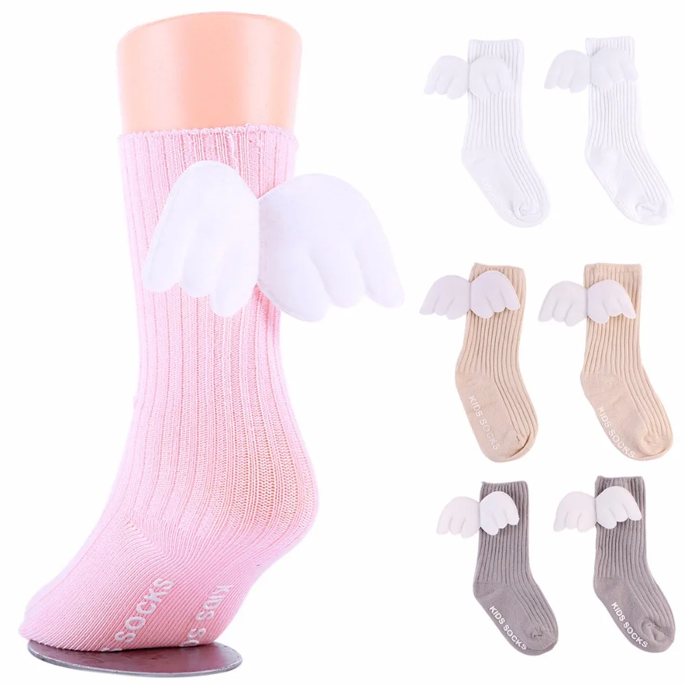 Puseky/гольфы для маленьких девочек 0-4 лет, детские носки с объемными крыльями ангела, маленькие цветные забавные носки, подарок на день рождения