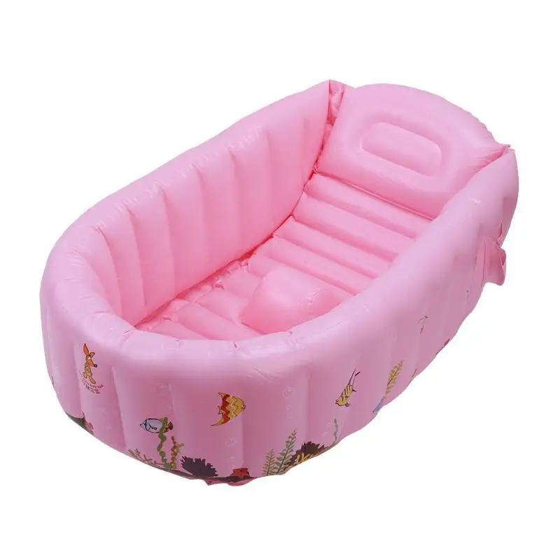 

Portable Baby Bathtub PVC Inflatable Cartoon Non-slip Safety Children Tub Cushion Newborn Infant Bath Tub Bathroom Accessories