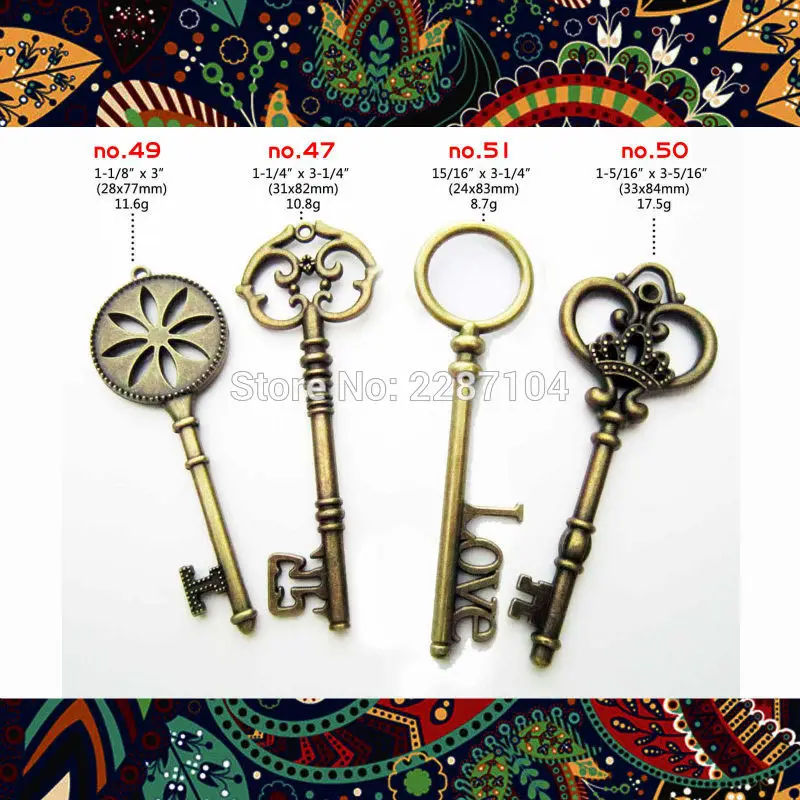 

Heavy Duty Large Antique Brass Bronze Vintage Retro Old Looking Love Decor Key Necklace Pendant Steampunk Charms Lock Jewelry