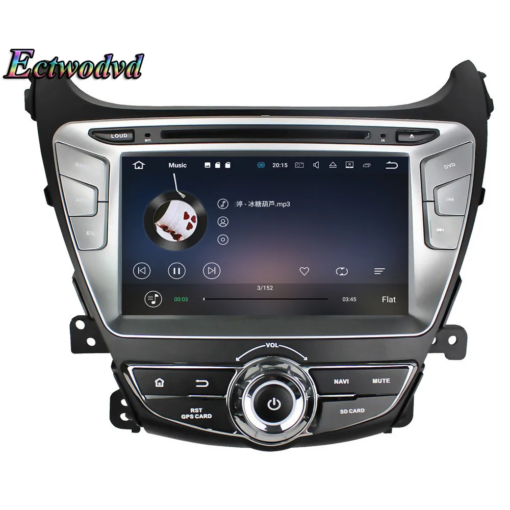 Excellent Ectwodvd Octa Core 4G RAM 64G ROM Android 9.0 Car Multimedia DVD Player GPS HeadUnit For Hyundai Elantra 2014 2015- 17