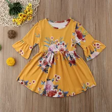 Для новорожденных, для малышей и детей постарше Одежда для девочек Платья с цветочным принтом вечернее платье, комплекты, летняя одежда для девочек