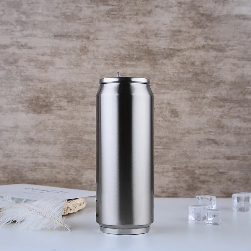 

Fashion High Quality Beverage Can Hot Insulation With Straw Thermos Garrafa Termica Stainless Steel Water Bottle 300ml