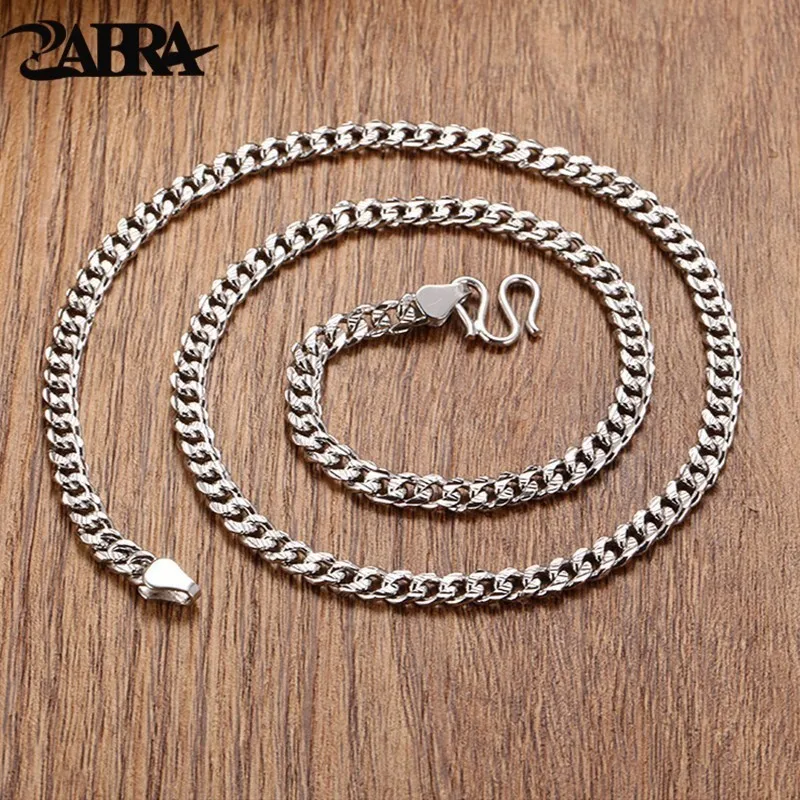 

ZABRA 925 Sterling Silver 5mm 50cm Horsewhip Chains Necklace For Men High Polished Vintage Thai Silver Retro Jewelry For Male