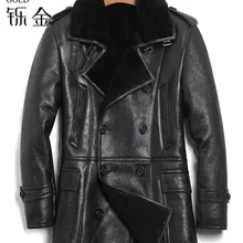 Натуральная кожа овчины мужская куртка из натуральной овечьей шерсти пальто для мужчин Высокое качество модное зимнее пальто новое поступление