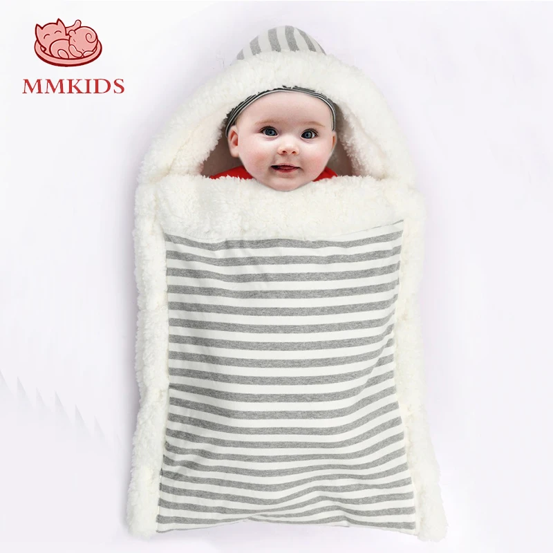 Детские спальные мешки хлопок мягкий толстый теплый мешок для новорожденных коляска полоса спальный para bebek зима регулируемая детская