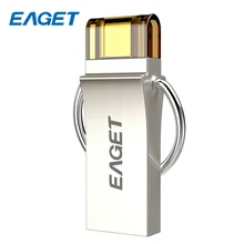 EAGET Metal USB Flash Drive 32GB OTG Mini USB 3.0 Pendrive 16GB Micro Memory U Disk Storage Flash Stick 64GB For Android PC V90