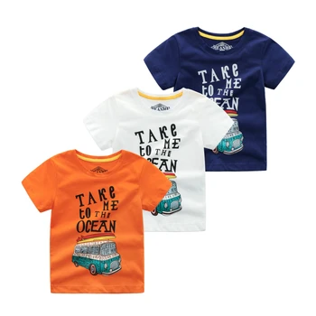 

Baby Boy Short Sleeved T-shirt 2019 Summer New Cartoon Bus T-shirt Short Sleeves Cotton Baby Boy Tops