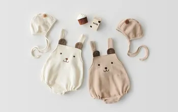 

2019 Fashion Girls Boys Cartoon Romper Long Sleeve Spring Kids Jumpsuit With Hat 0-3 Years
