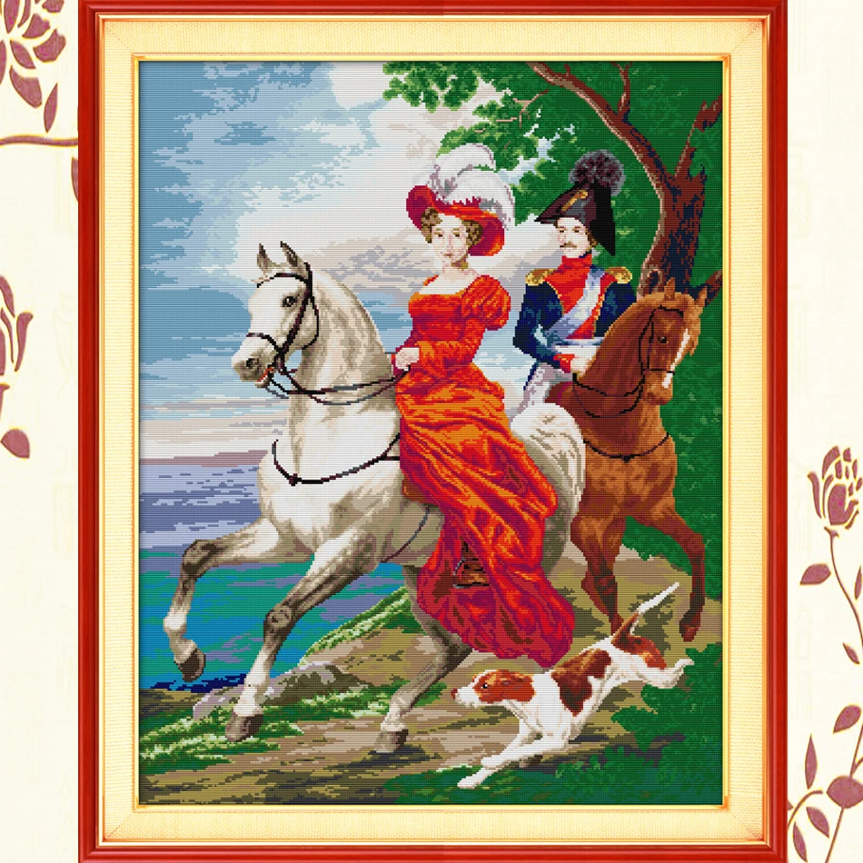 Happy Sunday,Knight couples, Cross Stitch Embroidery Set, Printed Embroidery Set, Needlework, Portrait Cross Stitch embroidery (1)