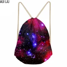 Женская сумка на шнурке, рюкзак с принтом Галактики, для женщин, маленькие стринги с кармашком, для девочек, с логотипом, на заказ, Bolsos