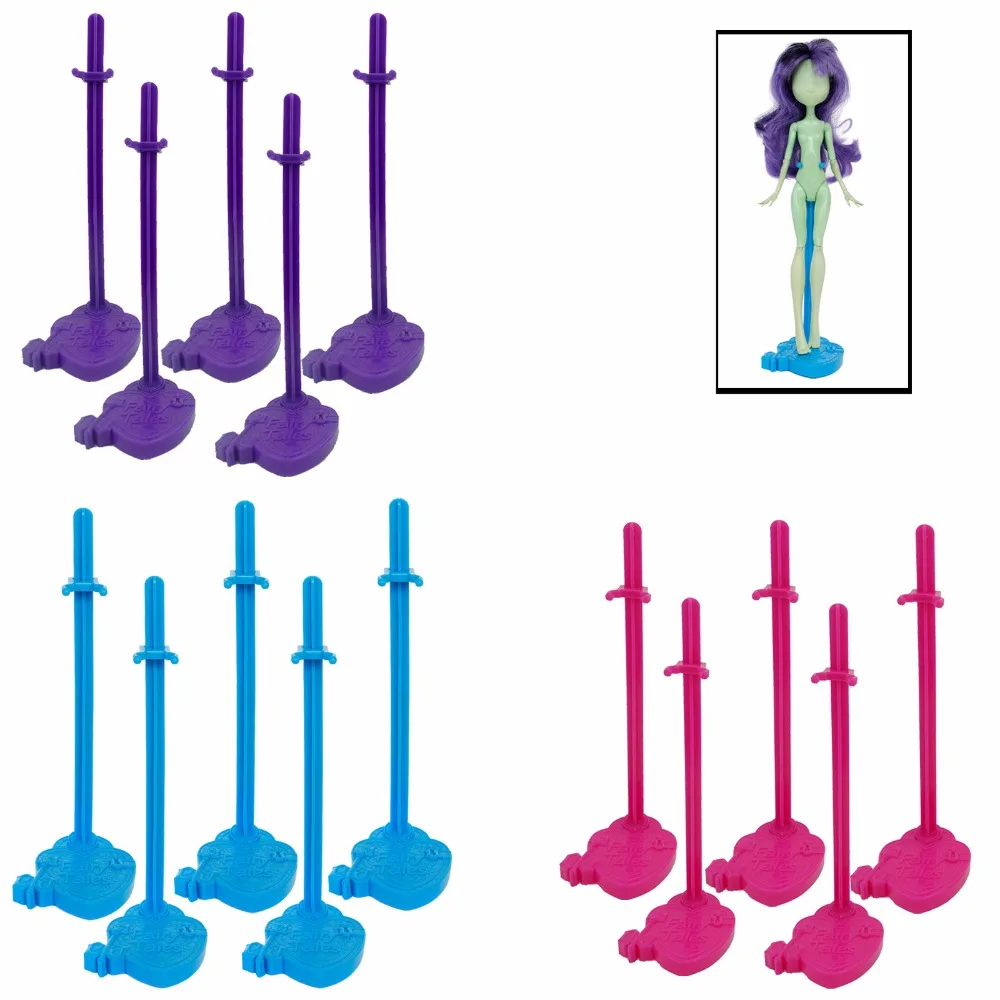 

5 Pcs / Lot Doll Stands Plastic Purple Blue Model Supporting Holder Display Puppet Accessories For Monster High School Doll Toys