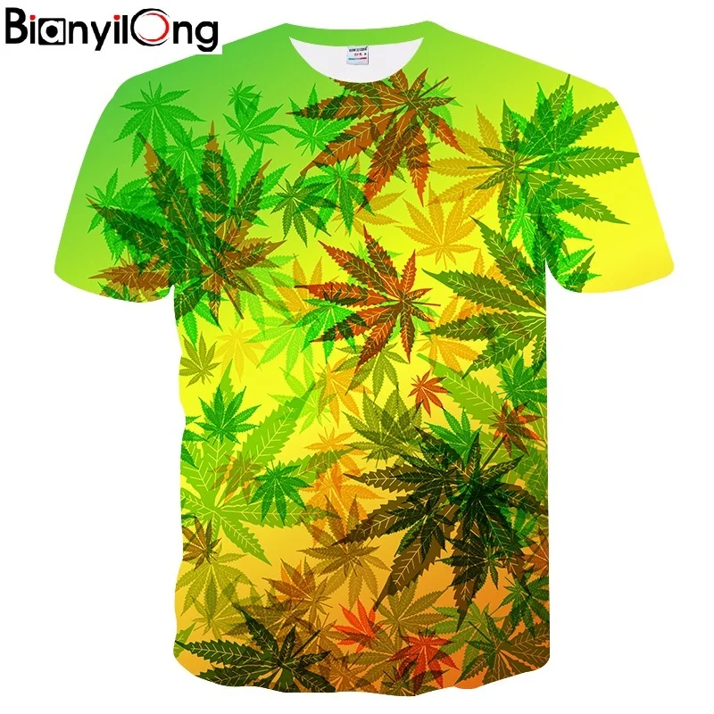 

BIANYILONG Yellow maple leaf Print T-shirt For Men/Women Summer Tees Quick Dry 2018 New Men/women 3d Tshirts Tops Fashion M-5XL