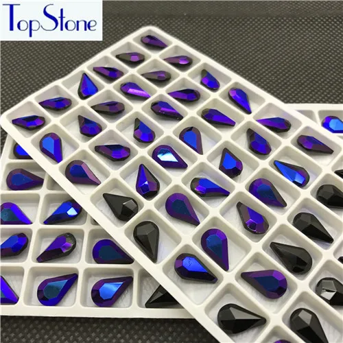TopStone 6x10 мм 8x13 мм AB Цвета Стекло Хрустальные Слезинки Стразы для Костюмы декорацией сумки платья одежда - Цвет: Black AB