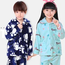 Winter Kids Pijamas Flannel Sleepwear Girls Boys Pyjamas Coral Fleece Kids Pajamas Sets 3 13T Kids