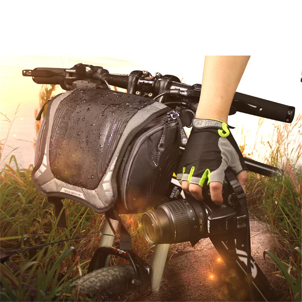 Top For WILD MAN Waterproof Capacity Bicycle Bag Front Tube Frame Bag Bike Handlebar Basket MTB Pannier Cycling Camera Shoulder Bag 6