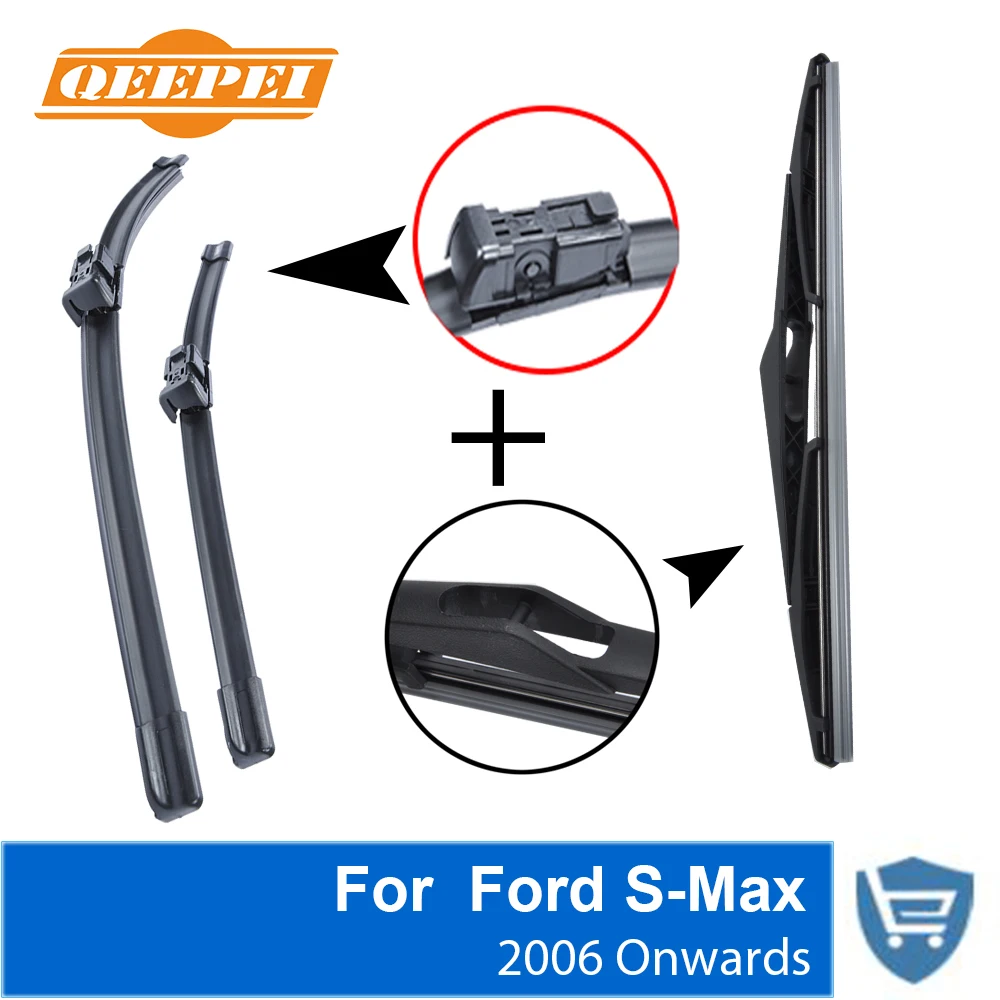 QEEPEI Front and Rear Wiper Blade no Arm For Ford S Max 2006 Onwards