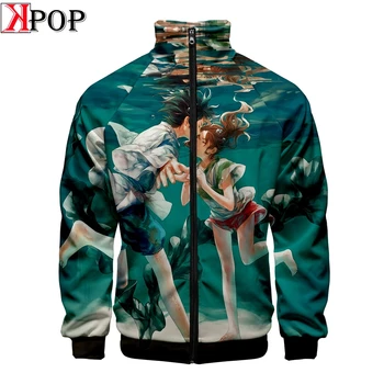 

Spirited Away 3D Stand collar zipper raglan 3D jacket New arrival stranger things Streetwear Korean Harajuku Joggers Jacket plus