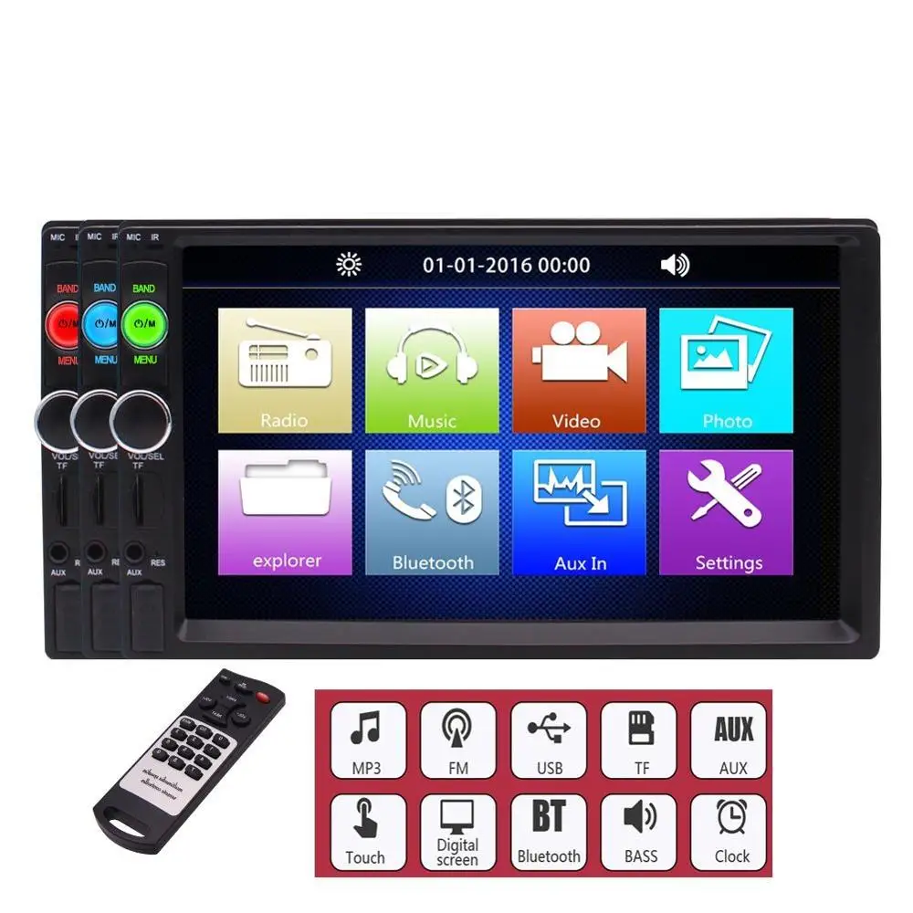 

7'' Double Din in Dash Car Stereo MP5 Player Bluetooth FM Radio Automitive Car Head Unit Entertainment System 2 din Video Player
