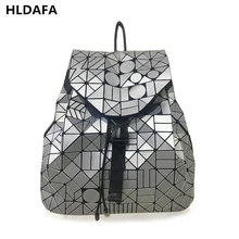 HLDAFA Fleur Poésie Femmes Sac À Dos Géométrique Plaid Sequin Femme Sacs À Dos Pour Adolescente Filles Holographique Cordon Sac D’école
