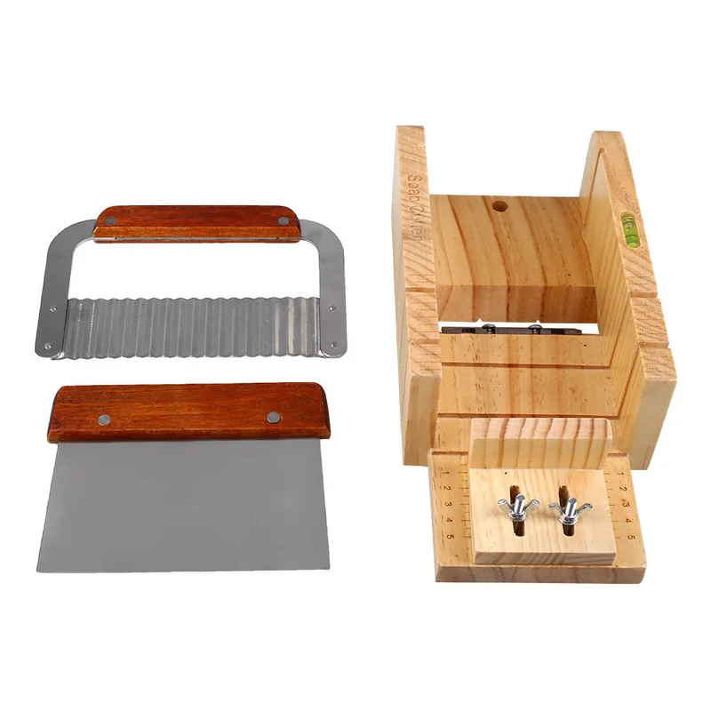 

Pine DIY Soap Kits Loaf Soap Cutters Rectangle Toast Slicer/Maker Stainless Steel Wavy Blade 3 in 1 Soap Making Supplies