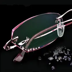 Очки без оправы diamond cut очки для женщин очки инкрустированный, Titanium очки кадр закончил очковые линзы 126