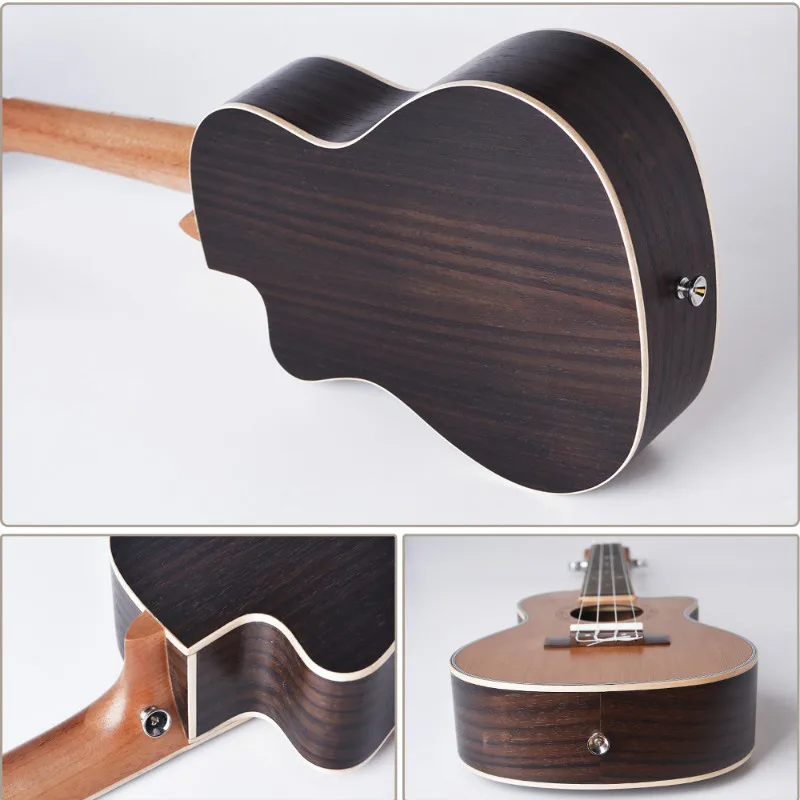 Топ однотонная укулеле Cedar Rosewood Concert Tenor 24 26 дюймов Cutaway pick Up Guitar Mini 4 струны Ukelele