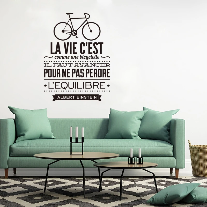 Kililaya Wall Stickers Muraux Citations En Francais La Vie C Est Comme Une Bicyclette Vinyl Decals House Decor Posters Wall Stickers Aliexpress