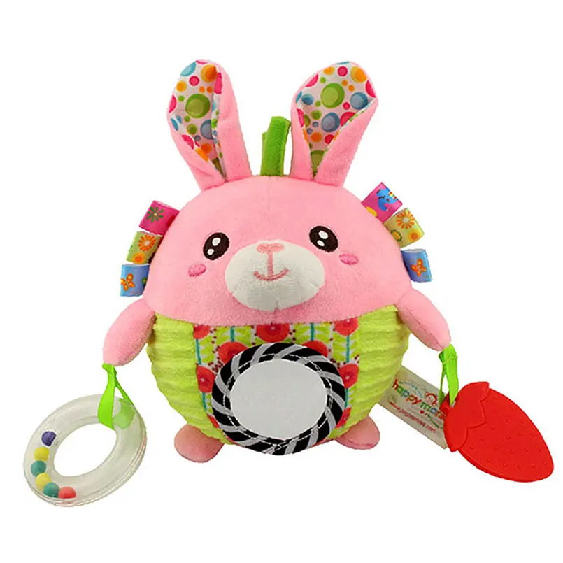 Детская игрушка-погремушка 0-12 месяцев, детский прорезыватель, звуковая бумага, Игрушки для раннего обучения, Детские милые животные, подвесные Мягкие плюшевые Подарочные игрушки - Цвет: pink rabbit