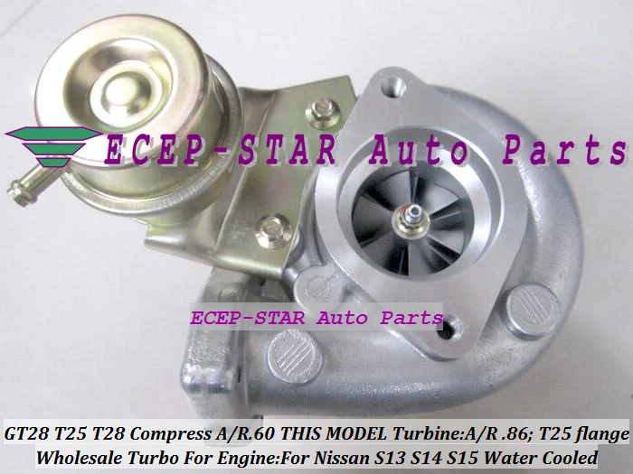 T25T28 T25 T28 T2528 Water Cooled T25 flange Turbo TurboCharger For Nissan S13 S14 S15 comp .60 turbine .86 ar  (6)