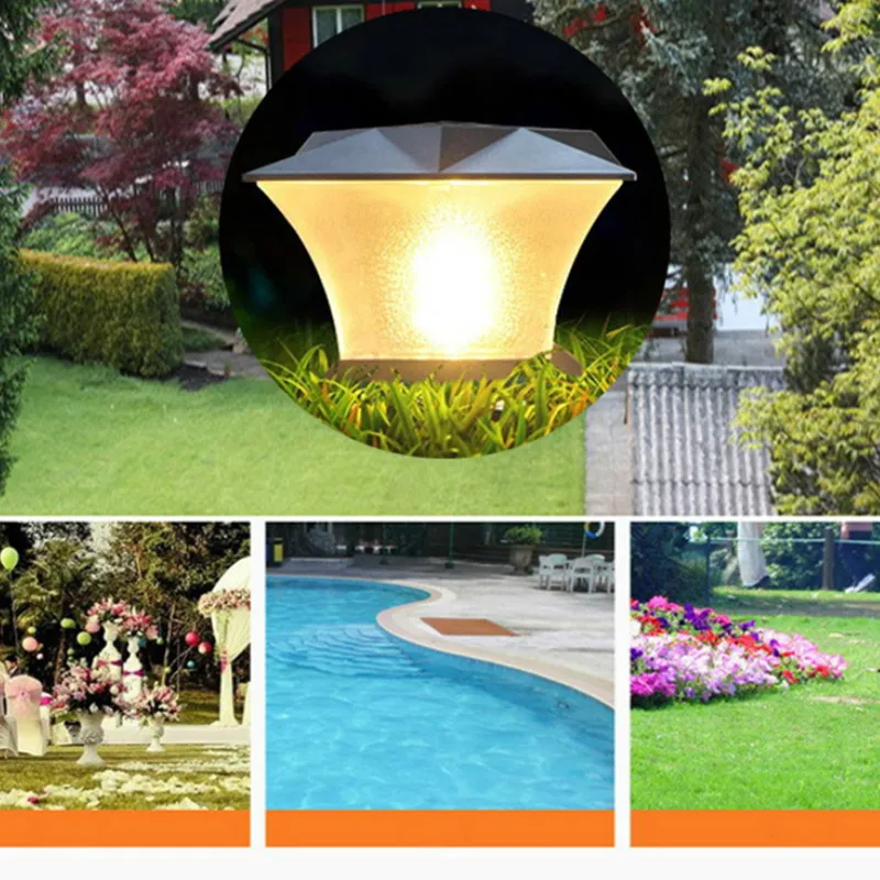 Tampa de Luz ao ar Ip65 à Prova Solar Post Livre Dwaterproof Água Super Brilhante Cerca Jardim Villa Decoração Lanterna Pátio Gramado Luz Led