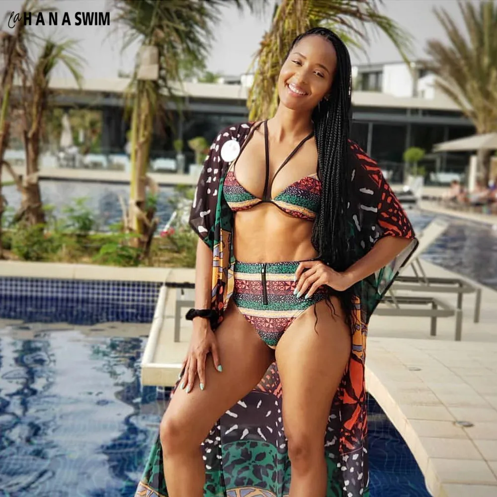 

Newest High Waisted Swimwear Women Bikini African Print Biquini Africano Bath Suits Taille Haute Swimwear Swimsuits 2019 Female