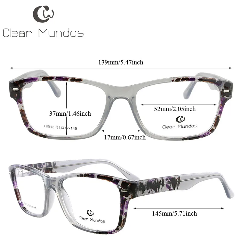 CLEAR MUNDOS New Myopia Optical Frames for Men and Women TR90 Glasses Frame Prescription Eyeglasses Clear lens Glasses for T8013