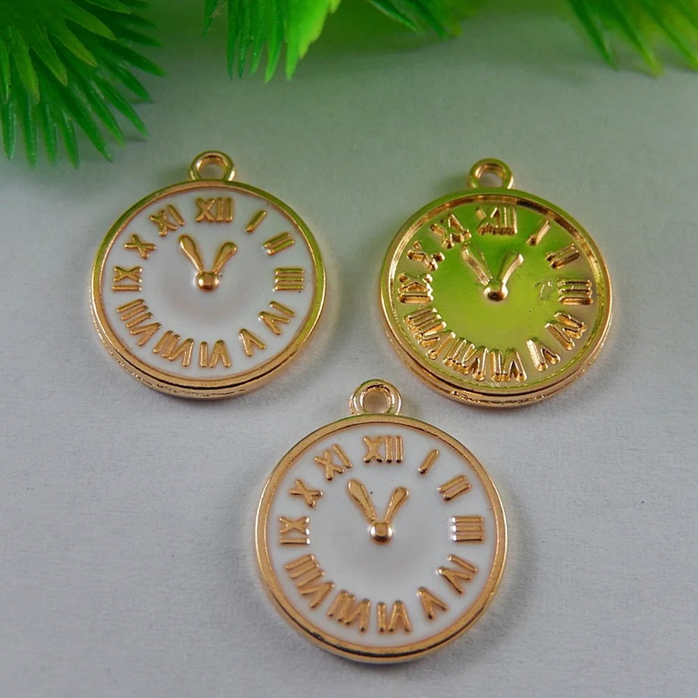 0 : Buy Wholesale 10pcs Gold Tone Enamel sided small clock Charms pendants Jewelry ...