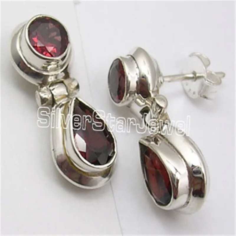 

Silver NATURAL GARNET CITRINES ELEGANT Stud Earrings 2.1CM Variation