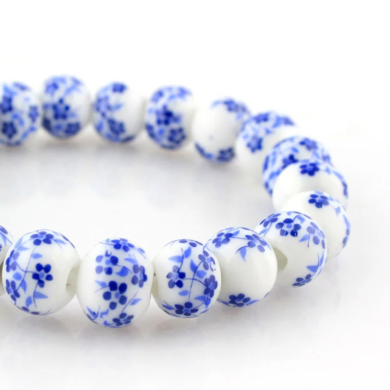Китайские Характеристики подарок синие и белые фарфоровые браслеты, аксессуары из бисера в китайском стиле, подарок к Рождеству