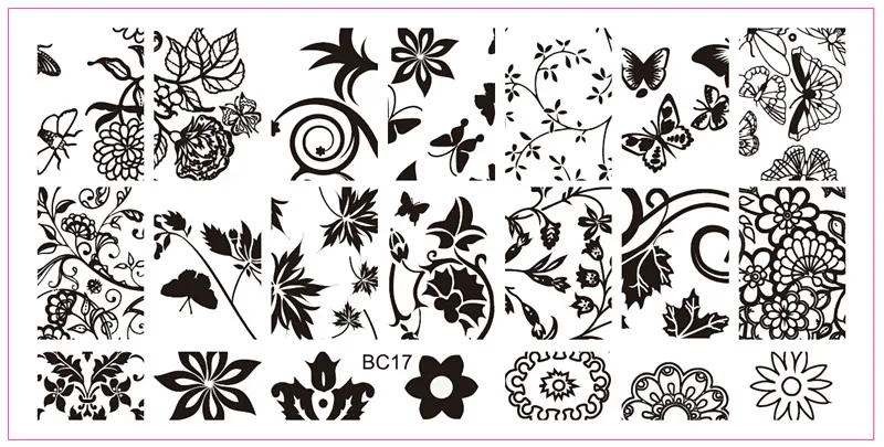 Кружева цветы дизайн ногтей штамповки пластины рисунок для нейл-арта штамповки пластины Маникюр Шаблон для оформления ногтей инструмент BC 11~ 20 - Цвет: BC17