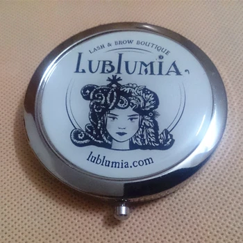 

100pcs/lot Custom Elegant Round Makeup Mirror Customized logo Compact Make up Mirror 70*70mm Corporate Promotional Gifts
